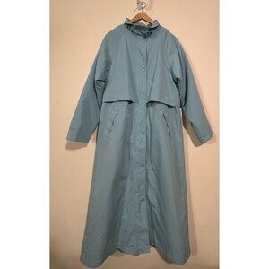 LL Bean OHJ60 removable lined Trench Coat Rain Jacket size M color blue NWOT